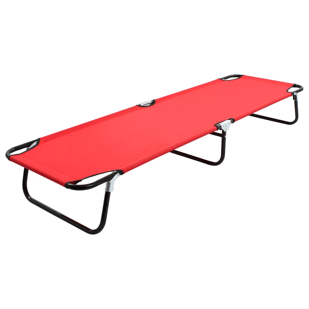 Chaise longue pliante en acier rouge