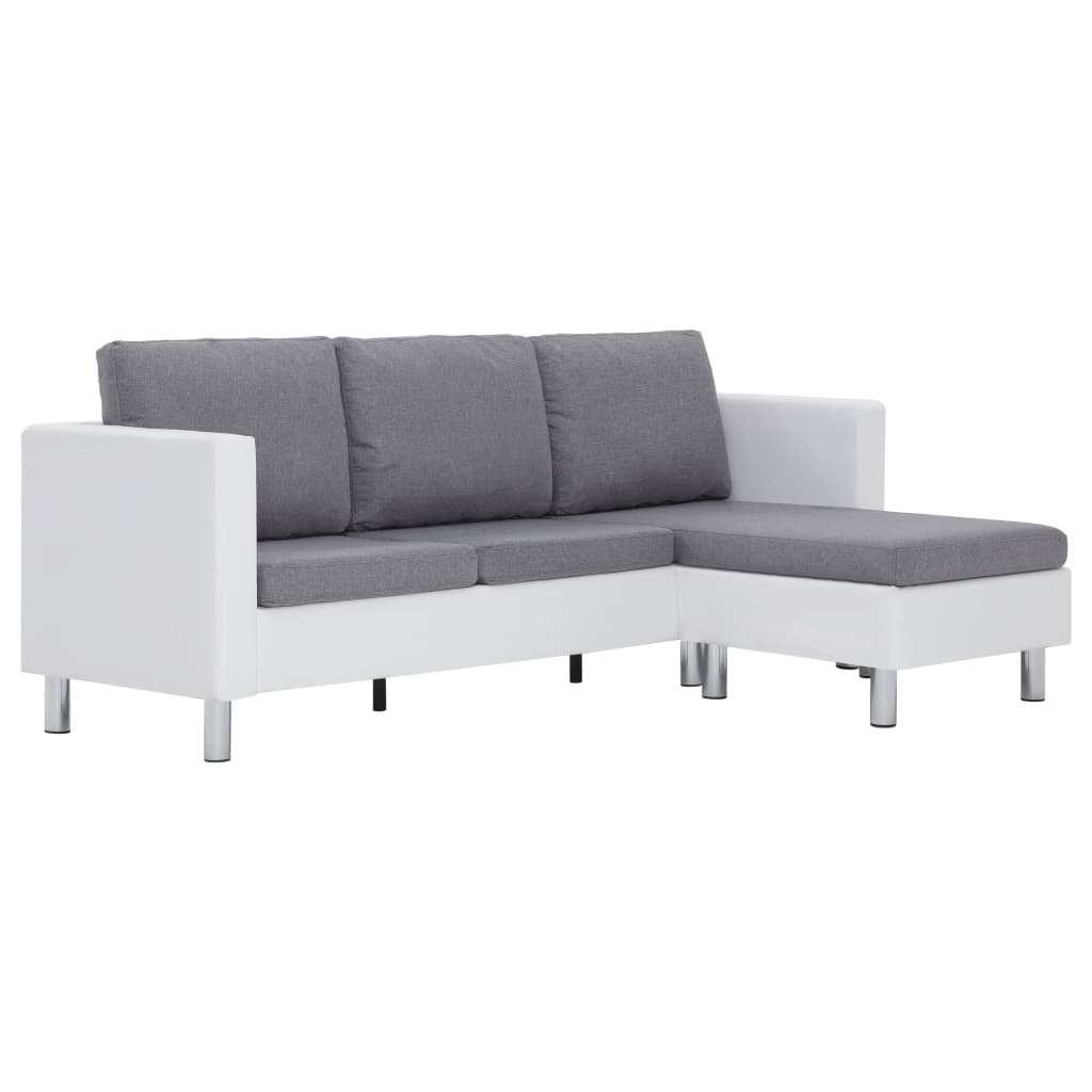 3-Sitzer-Sofa mit Kissen Weiß Kunstleder