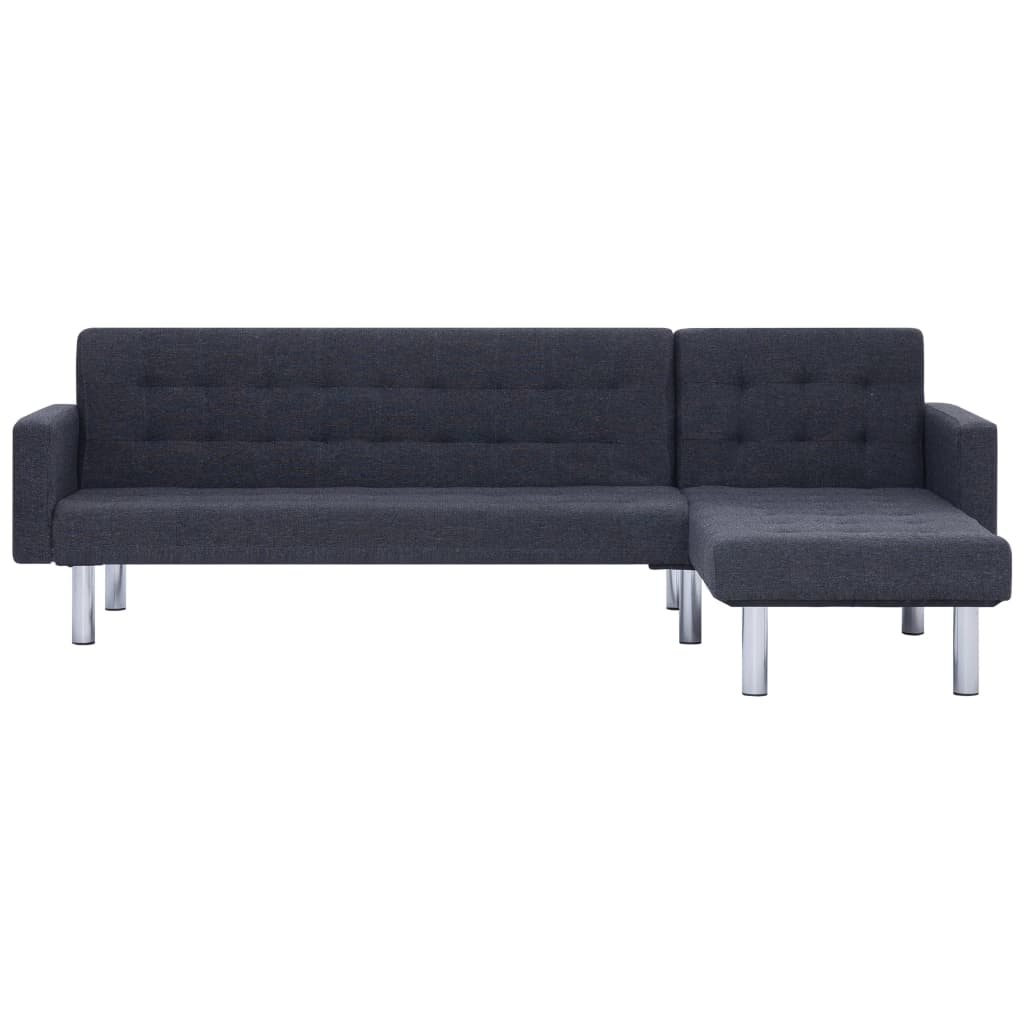 Schlafsofa in L-Form Dunkelgrau Polyester