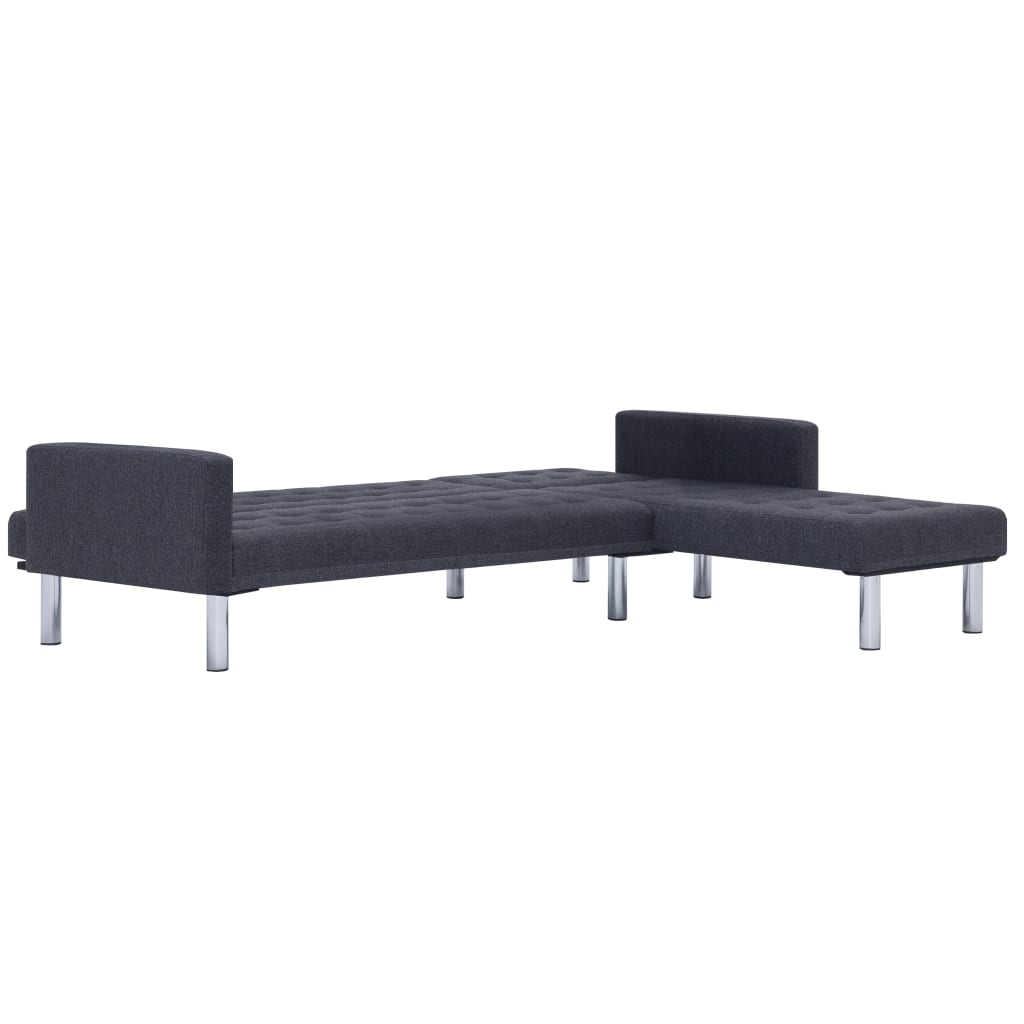 Schlafsofa in L-Form Dunkelgrau Polyester