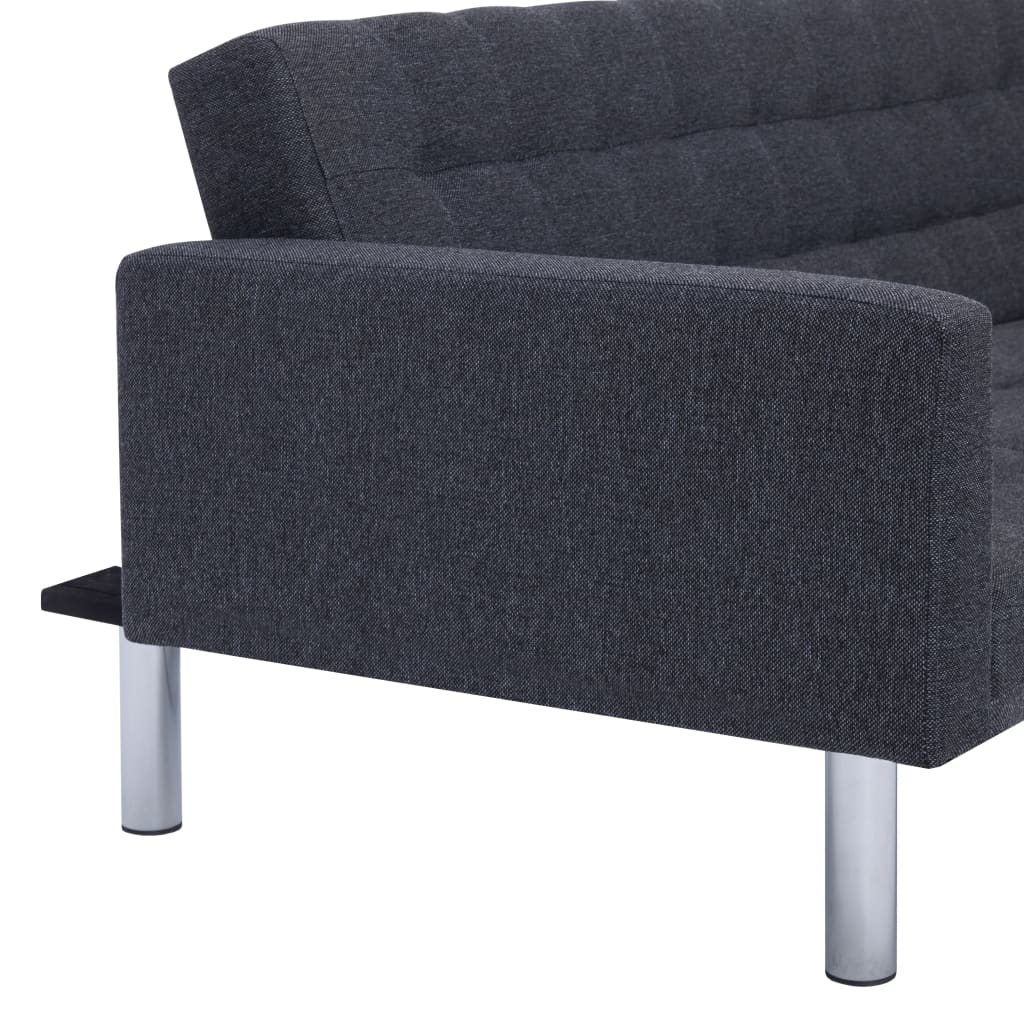 Schlafsofa in L-Form Dunkelgrau Polyester