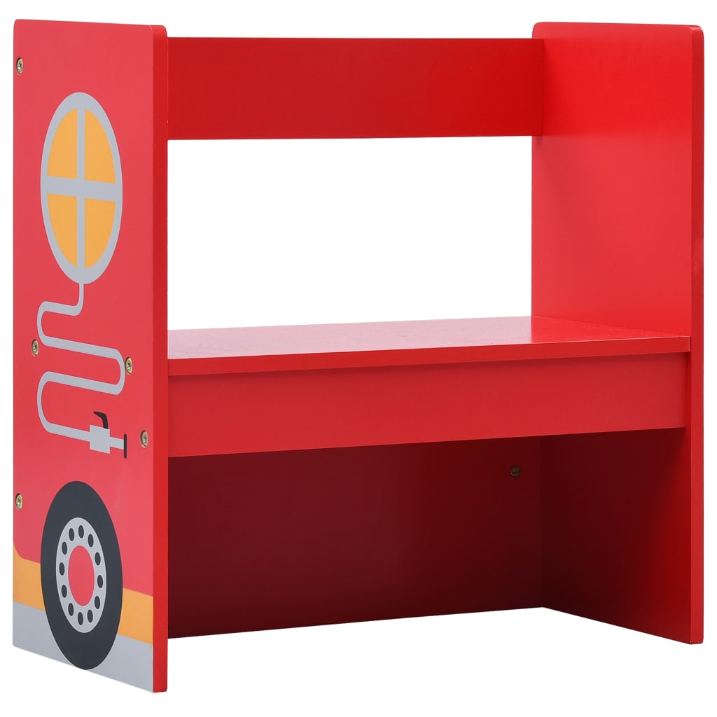 3-tlg. Kinder-Sitzgruppe Feuerwehrauto-Design Holz