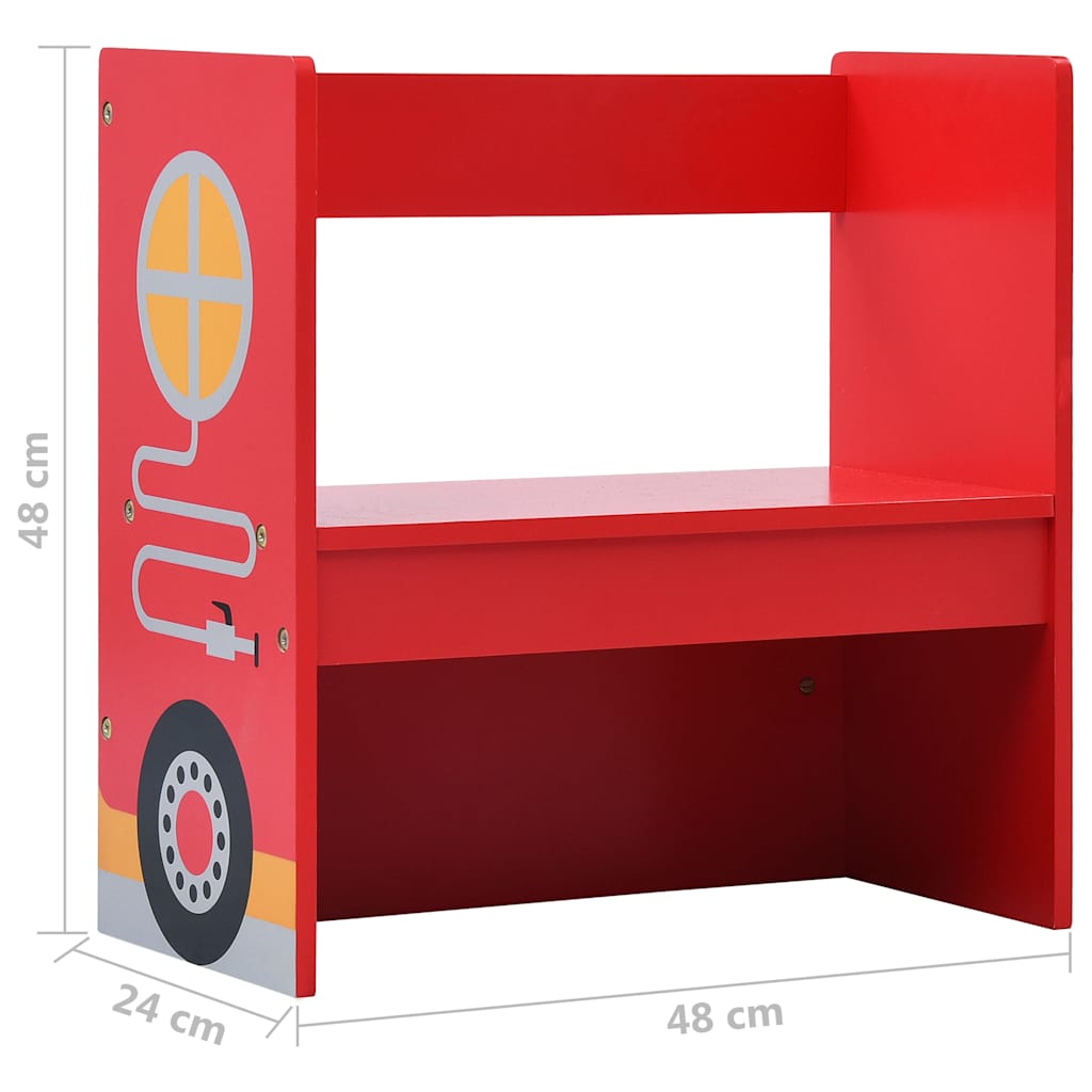 3-tlg. Kinder-Sitzgruppe Feuerwehrauto-Design Holz