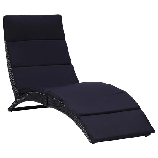 Bain de soleil avec coussin poly rotin noir