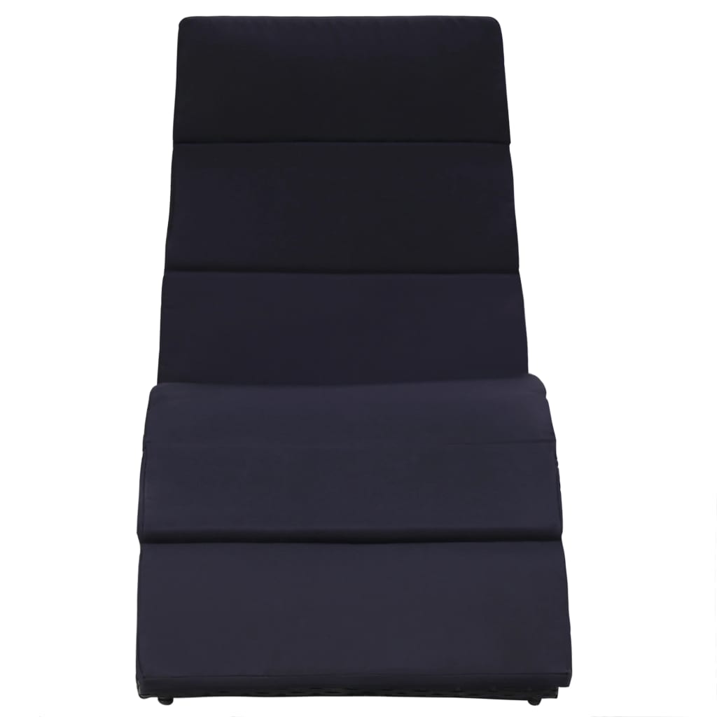 Bain de soleil avec coussin poly rotin noir