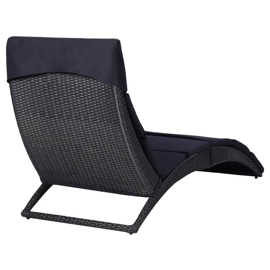 Bain de soleil avec coussin poly rotin noir