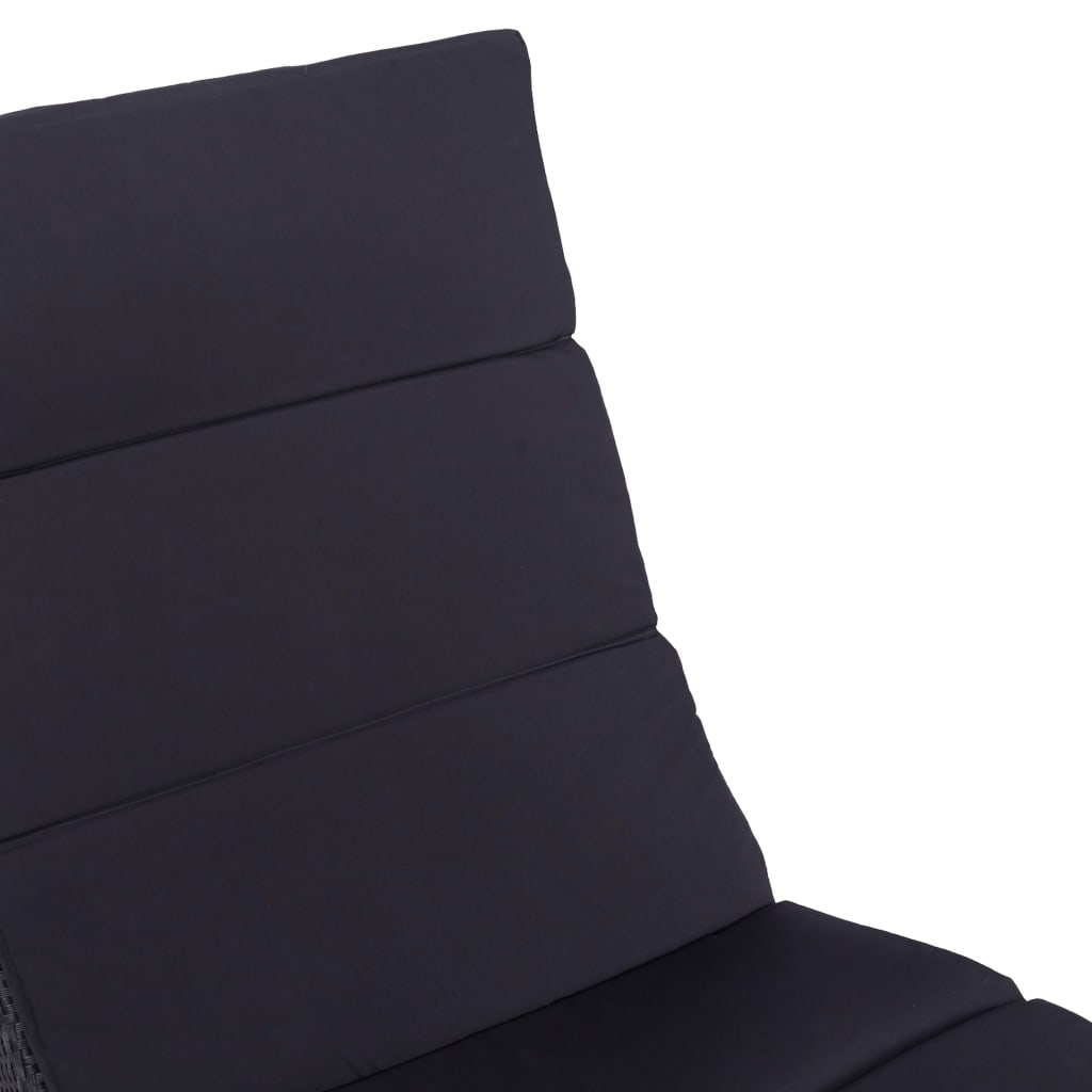 Bain de soleil avec coussin poly rotin noir