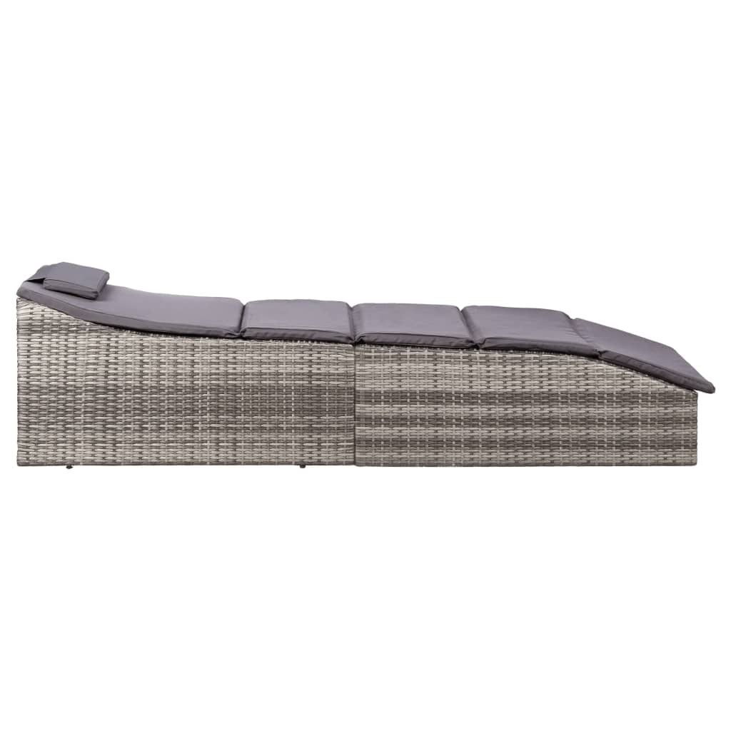 Bain de soleil avec coussin poly rotin gris