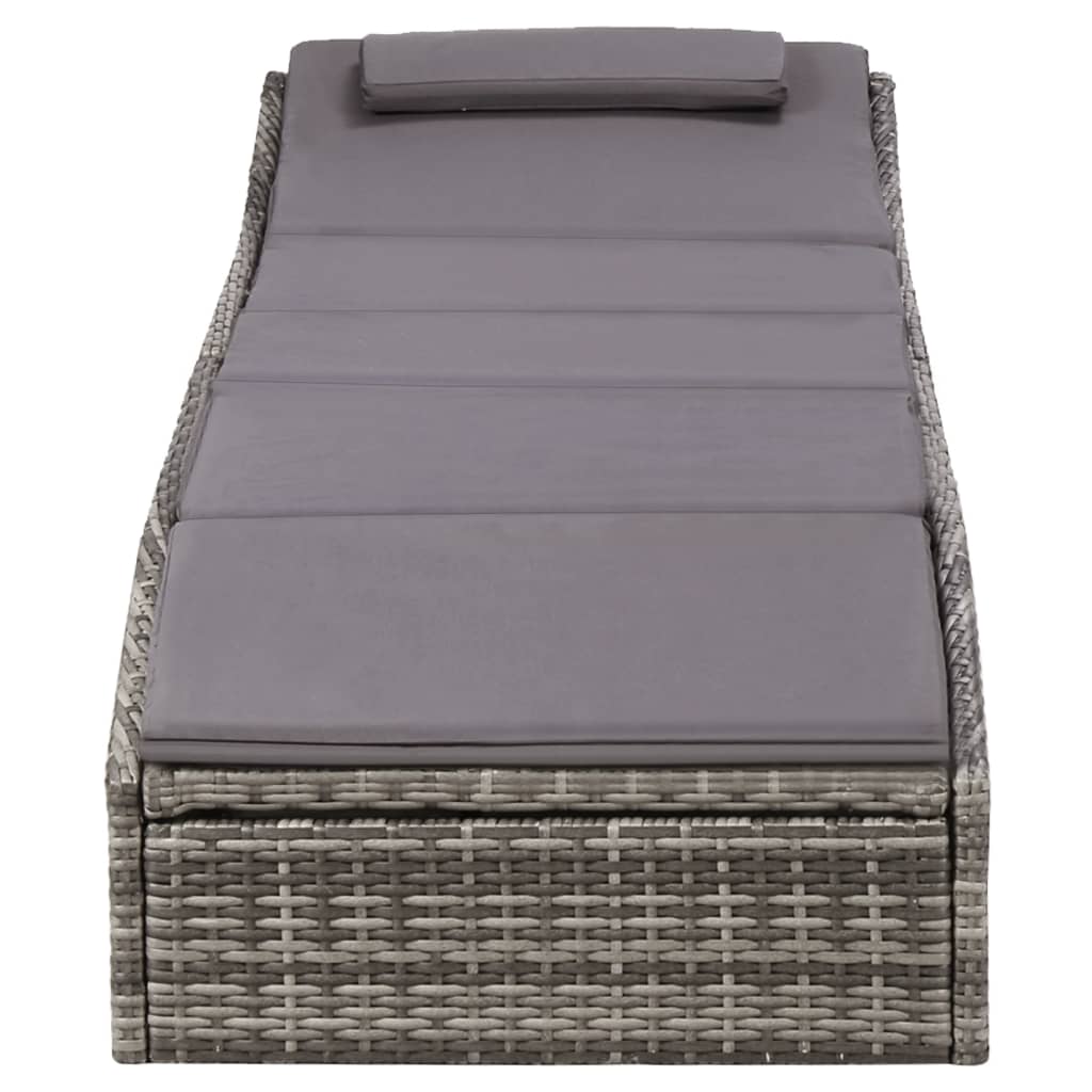 Bain de soleil avec coussin poly rotin gris