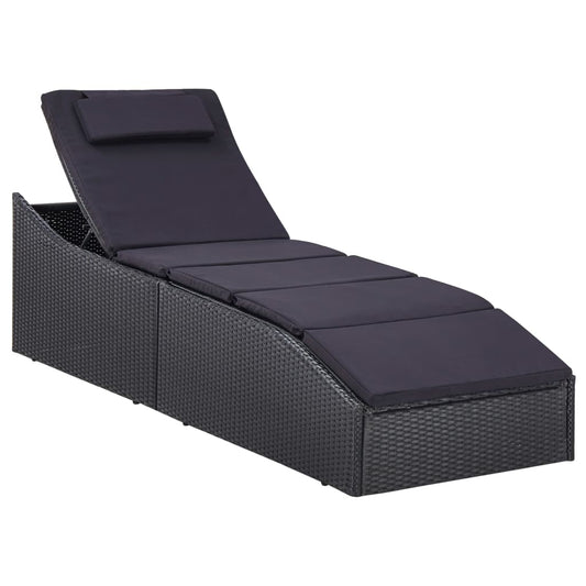 Bain de soleil avec coussin poly rotin noir