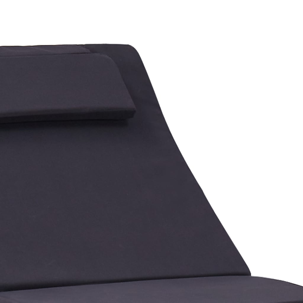 Bain de soleil avec coussin poly rotin noir