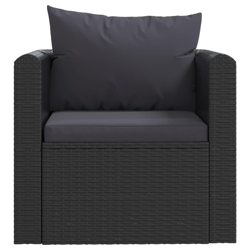 Sessel mit Auflagen Poly Rattan Schwarz