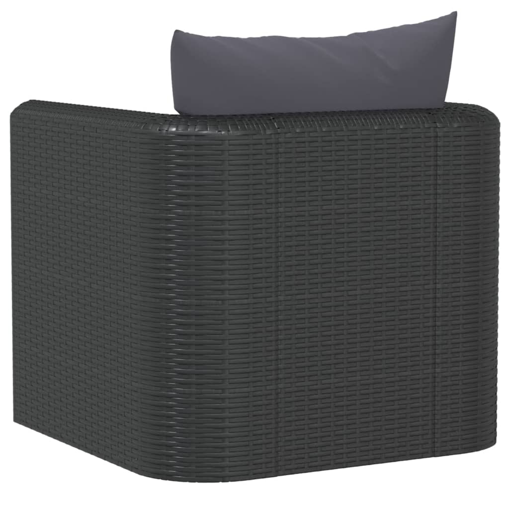 Sessel mit Auflagen Poly Rattan Schwarz