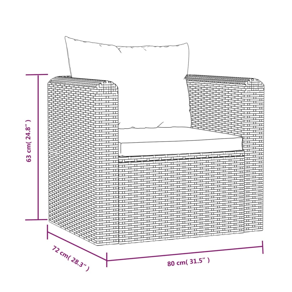 Sessel mit Auflagen Poly Rattan Schwarz