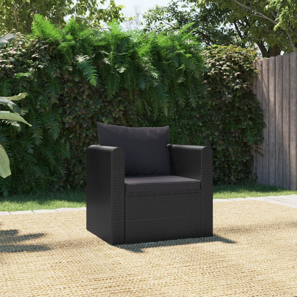 Sessel mit Auflagen Poly Rattan Schwarz