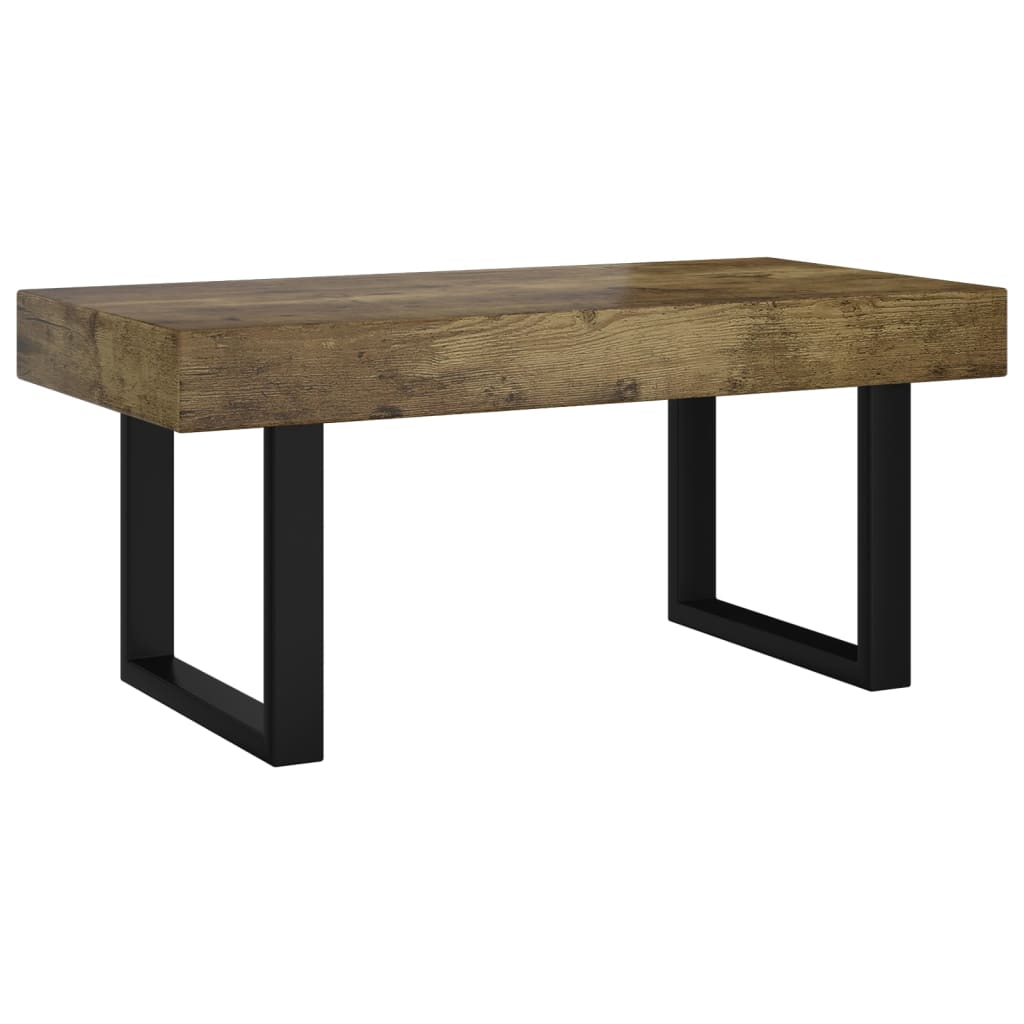 Table basse marron foncé et noire 90x45x40 cm MDF et fer