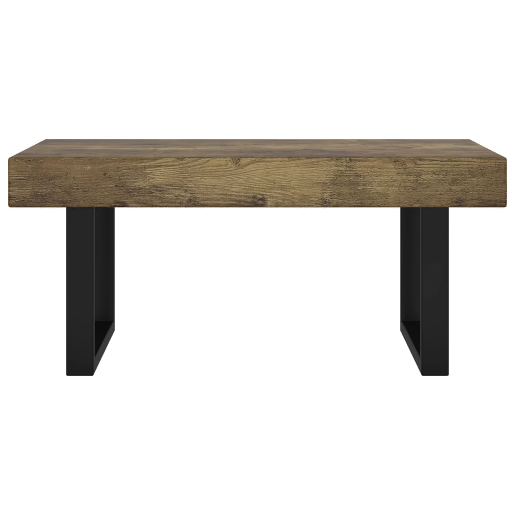 Table basse marron foncé et noire 90x45x40 cm MDF et fer