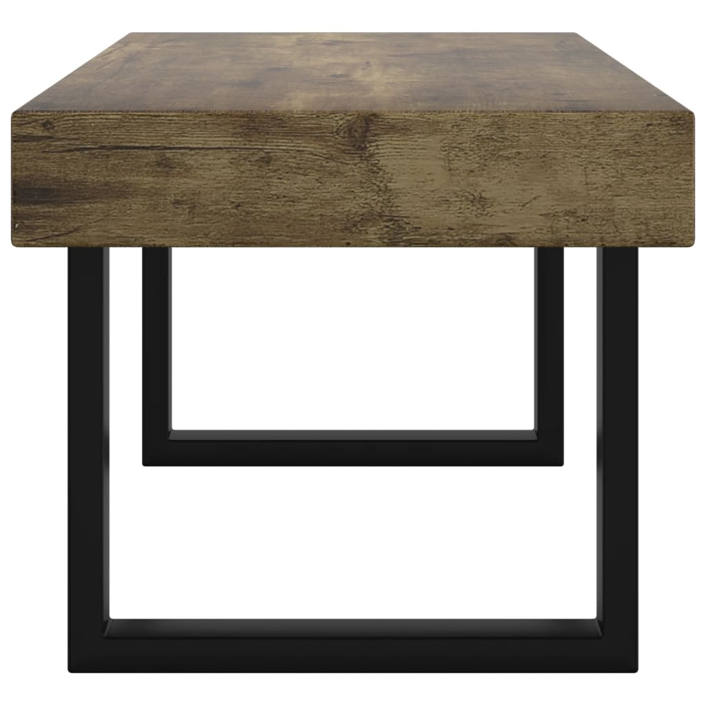 Table basse marron foncé et noire 90x45x40 cm MDF et fer