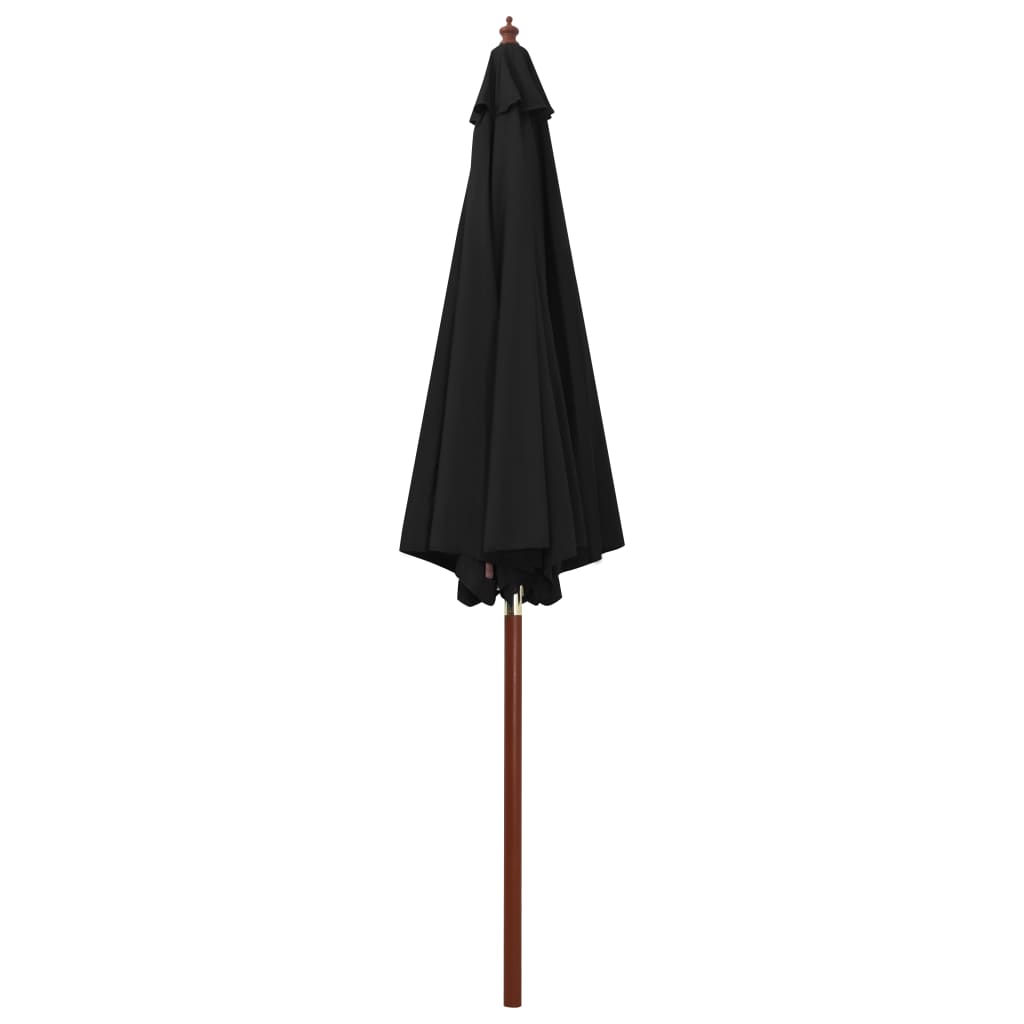 Parasol avec mât en bois 300 x 258 cm noir