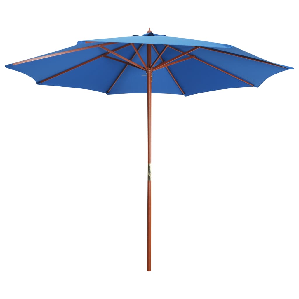 Parasol avec mât en bois 300 x 258 cm bleu