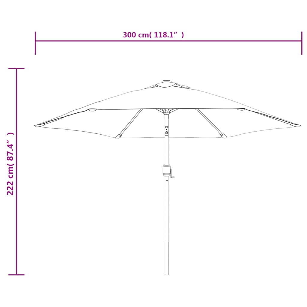 Parasol avec mât en métal 300 cm bleu azur