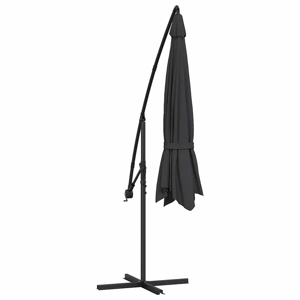 Ampelschirm mit Stahl-Mast 350 cm Schwarz