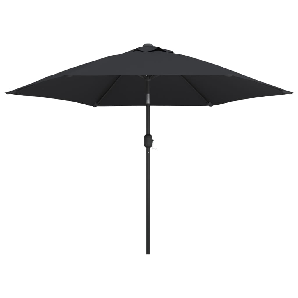 Parasol avec lumières LED et mât en acier 300 cm noir