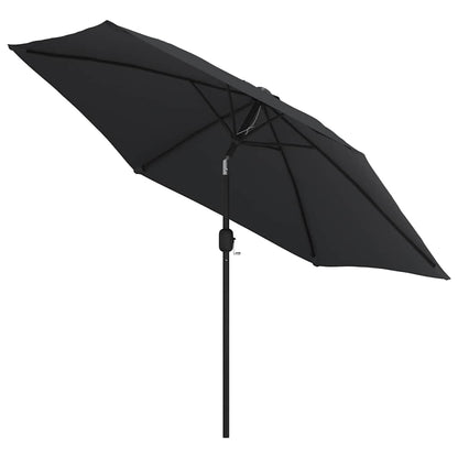Sonnenschirm mit LED-Leuchten und Stahlmast 300 cm Schwarz