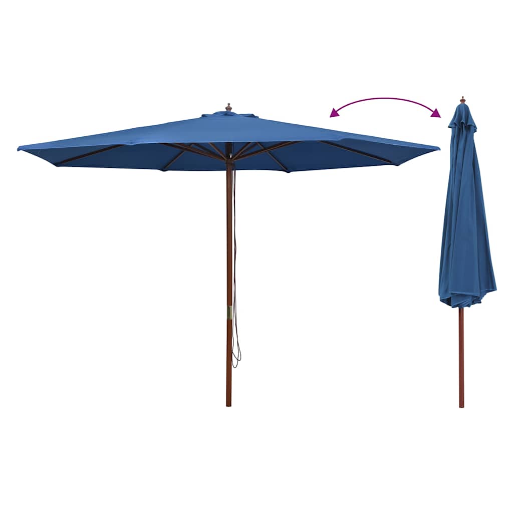 Sonnenschirm mit Holzmast 350 cm Blau