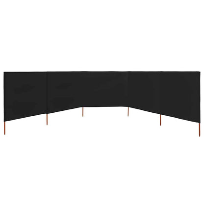 5-teiliges Windschutzgewebe 600 x 120 cm Schwarz