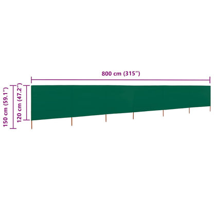 6-teiliges Windschutzgewebe 800 x 120 cm Grün