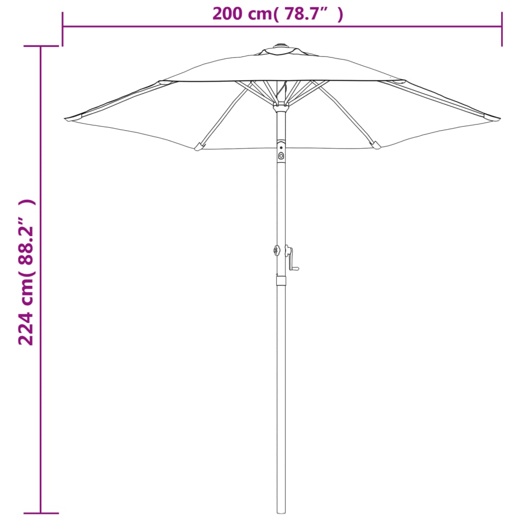 Parasol sable blanc 200 x 224 cm aluminium