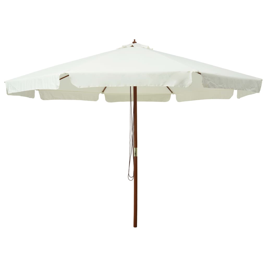 Parasol avec mât en bois 330 cm blanc sable