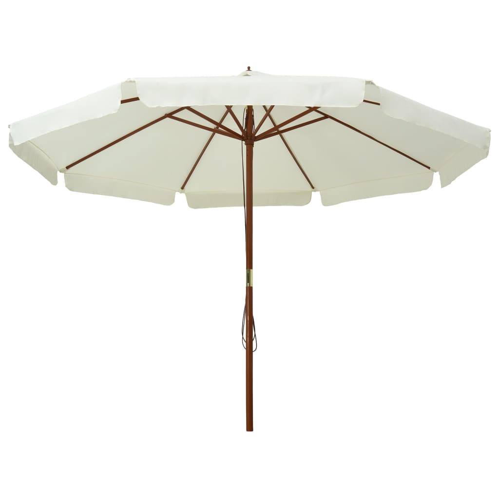 Parasol avec mât en bois 330 cm blanc sable