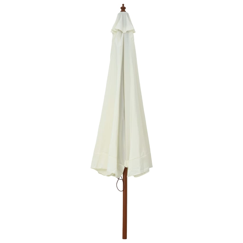 Parasol avec mât en bois 330 cm blanc sable