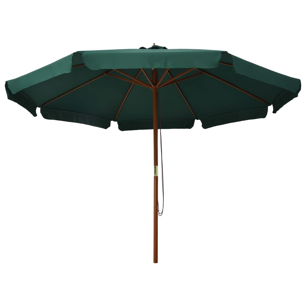 Parasol avec mât en bois 330 cm vert