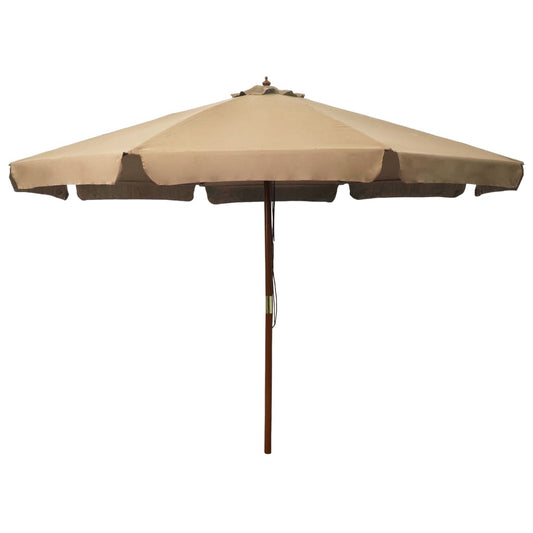 Parasol avec mât en bois 330 cm taupe