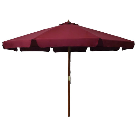 Parasol avec mât en bois 330 cm bordeaux