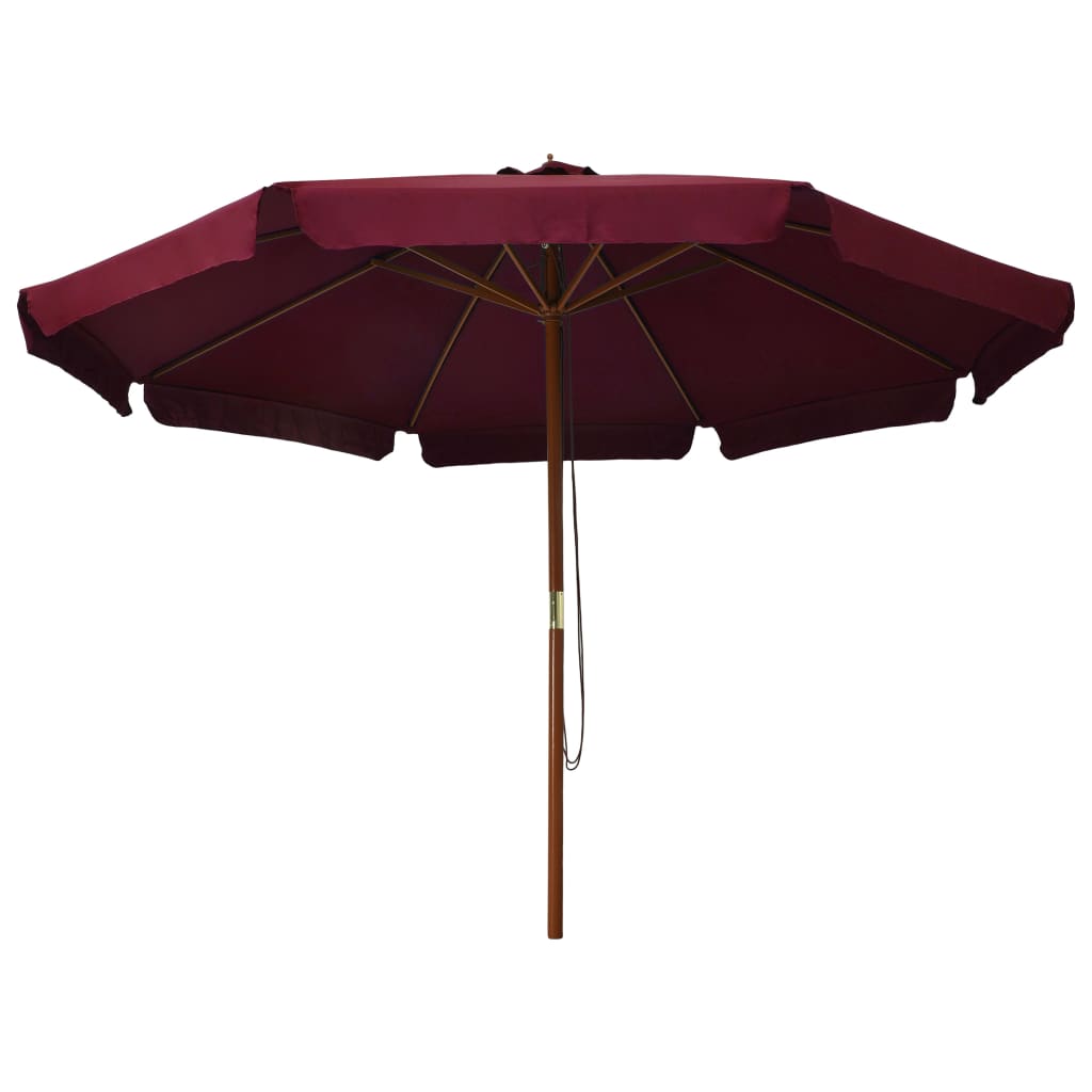 Parasol avec mât en bois 330 cm bordeaux