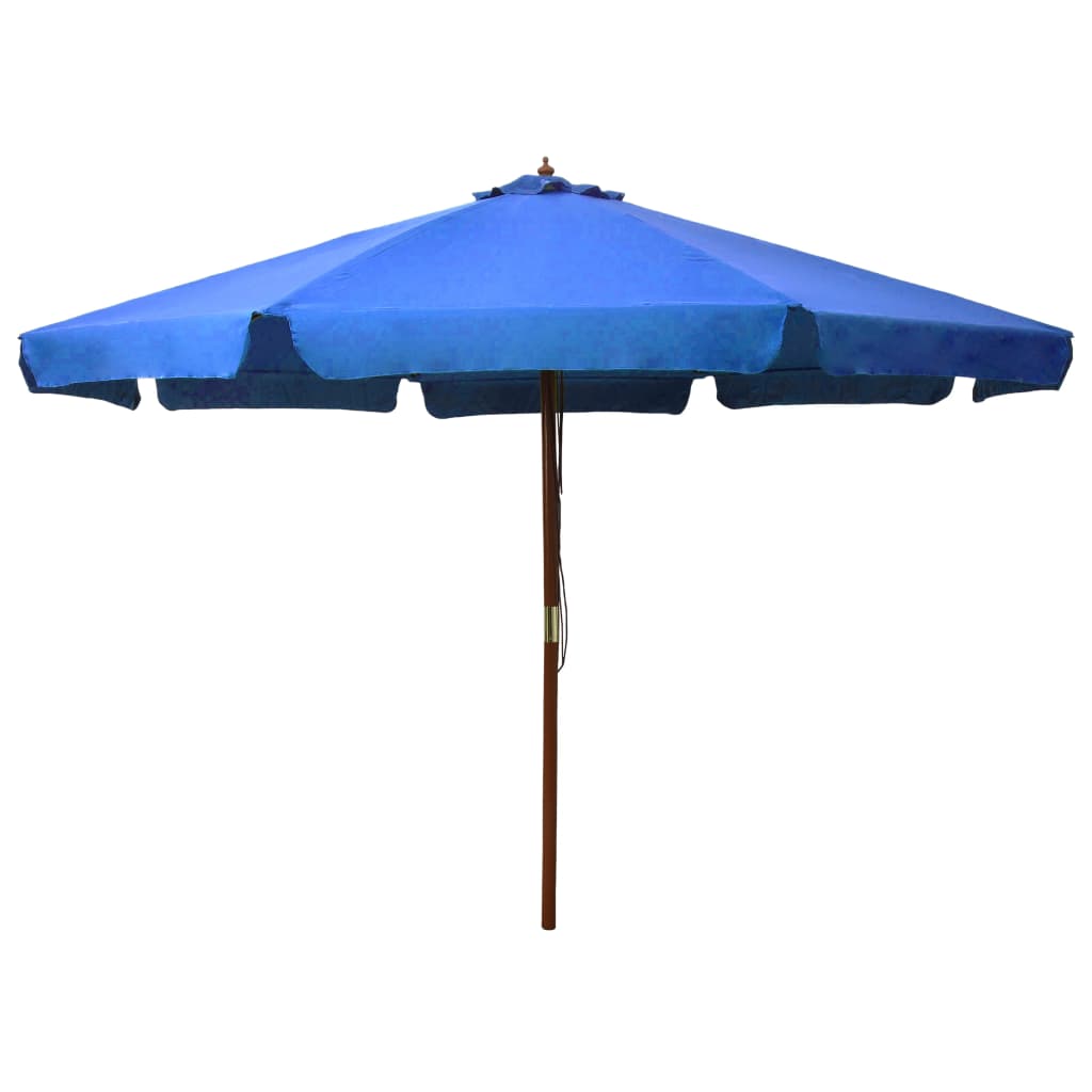 Parasol with wooden pole 330 cm azure blue