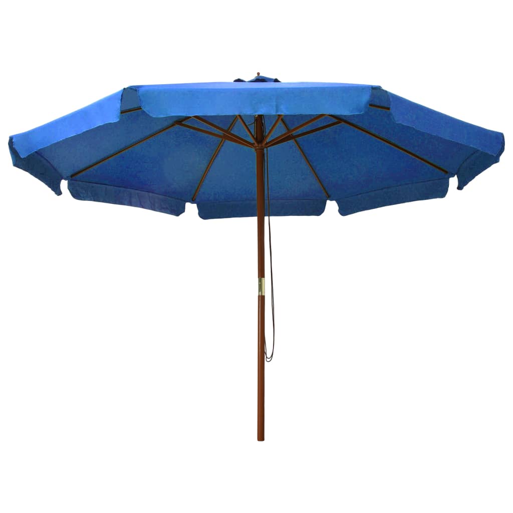 Parasol with wooden pole 330 cm azure blue