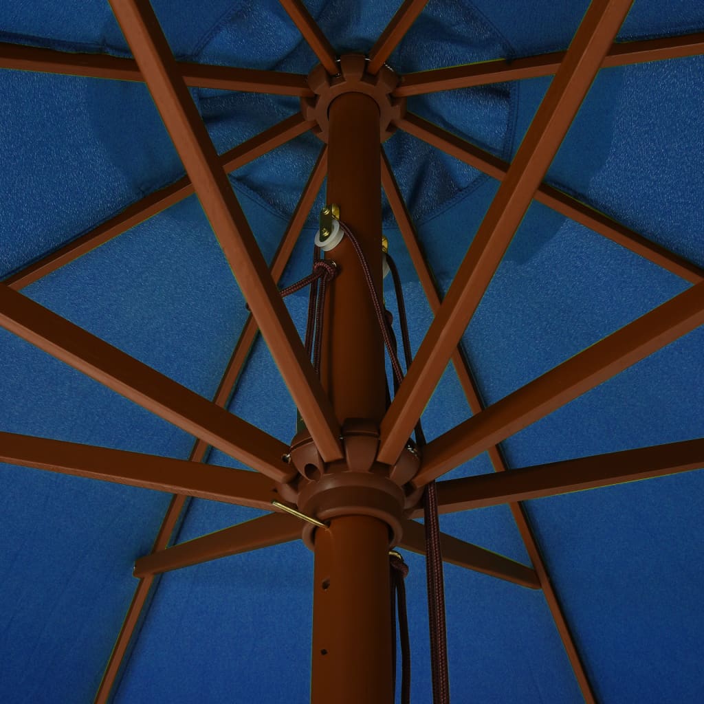 Parasol with wooden pole 330 cm azure blue