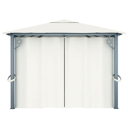 Pavillon mit Vorhängen 400 x 300 cm Creme Aluminium