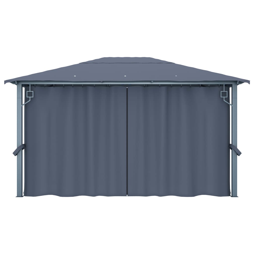 Gazebo avec rideaux 400×300 cm aluminium anthracite