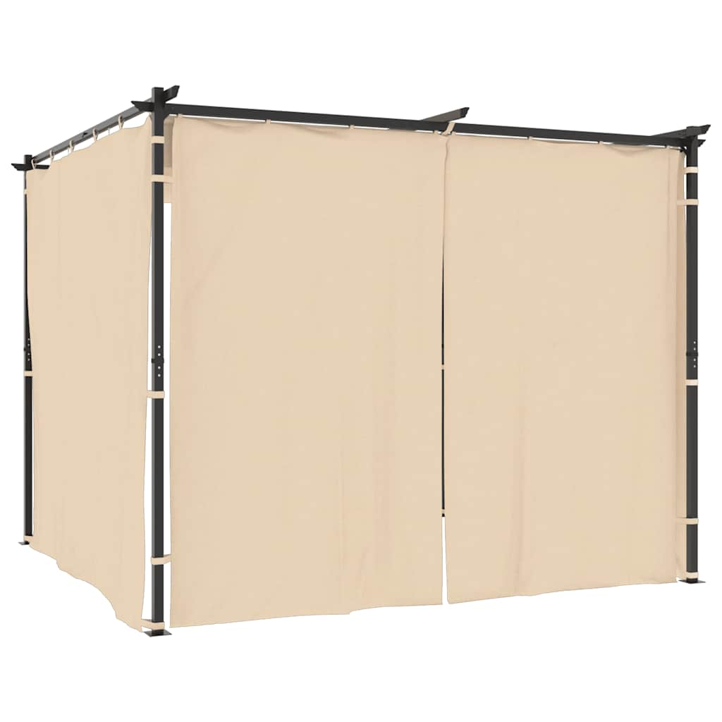 Pavillon mit Vorhängen 3 x 3 m Creme Stahl