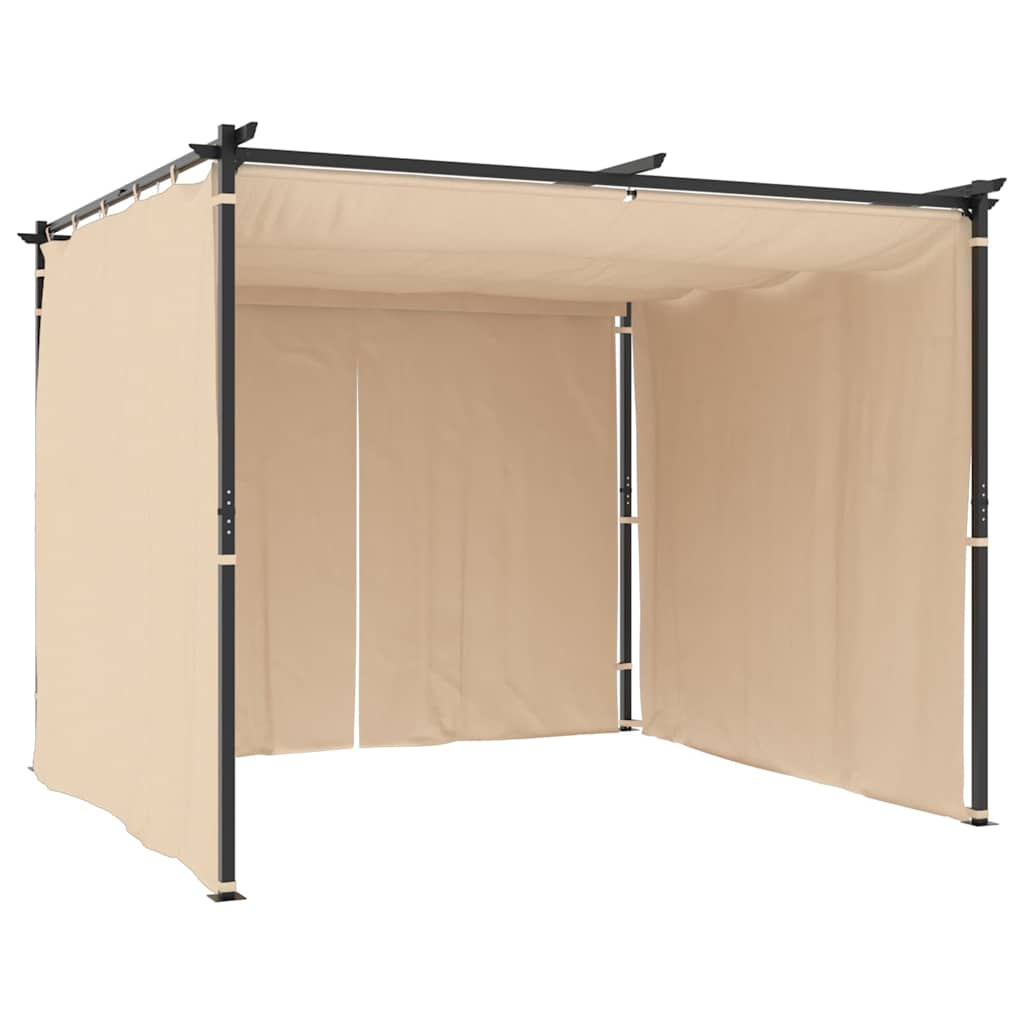 Pavillon mit Vorhängen 3 x 3 m Creme Stahl