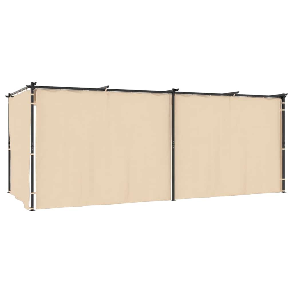Pavillon mit Vorhängen 3 x 6 m Creme Stahl