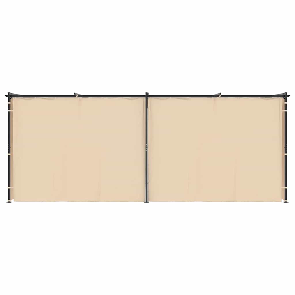 Pavillon mit Vorhängen 3 x 6 m Creme Stahl