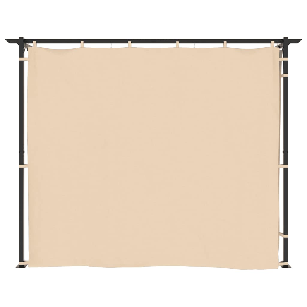 Pavillon mit Vorhängen 3 x 6 m Creme Stahl
