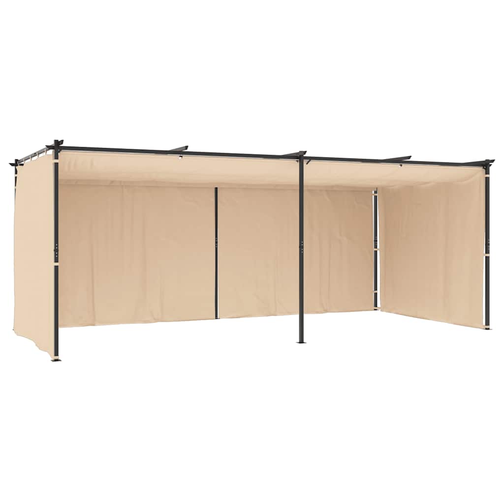 Pavillon mit Vorhängen 3 x 6 m Creme Stahl